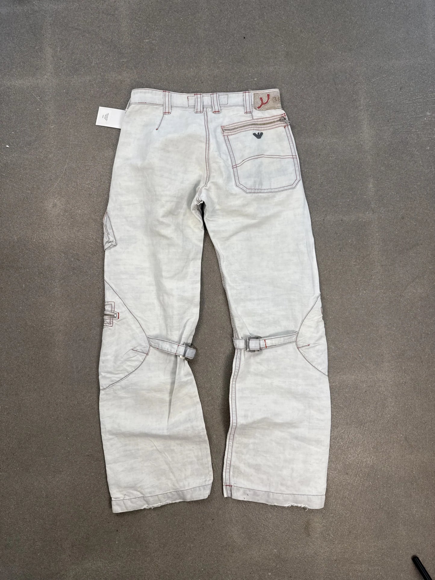 Pantaloni Armani Jeans Vintage 2004 Cargo Canapa Cotone Bianco W38 | Archive