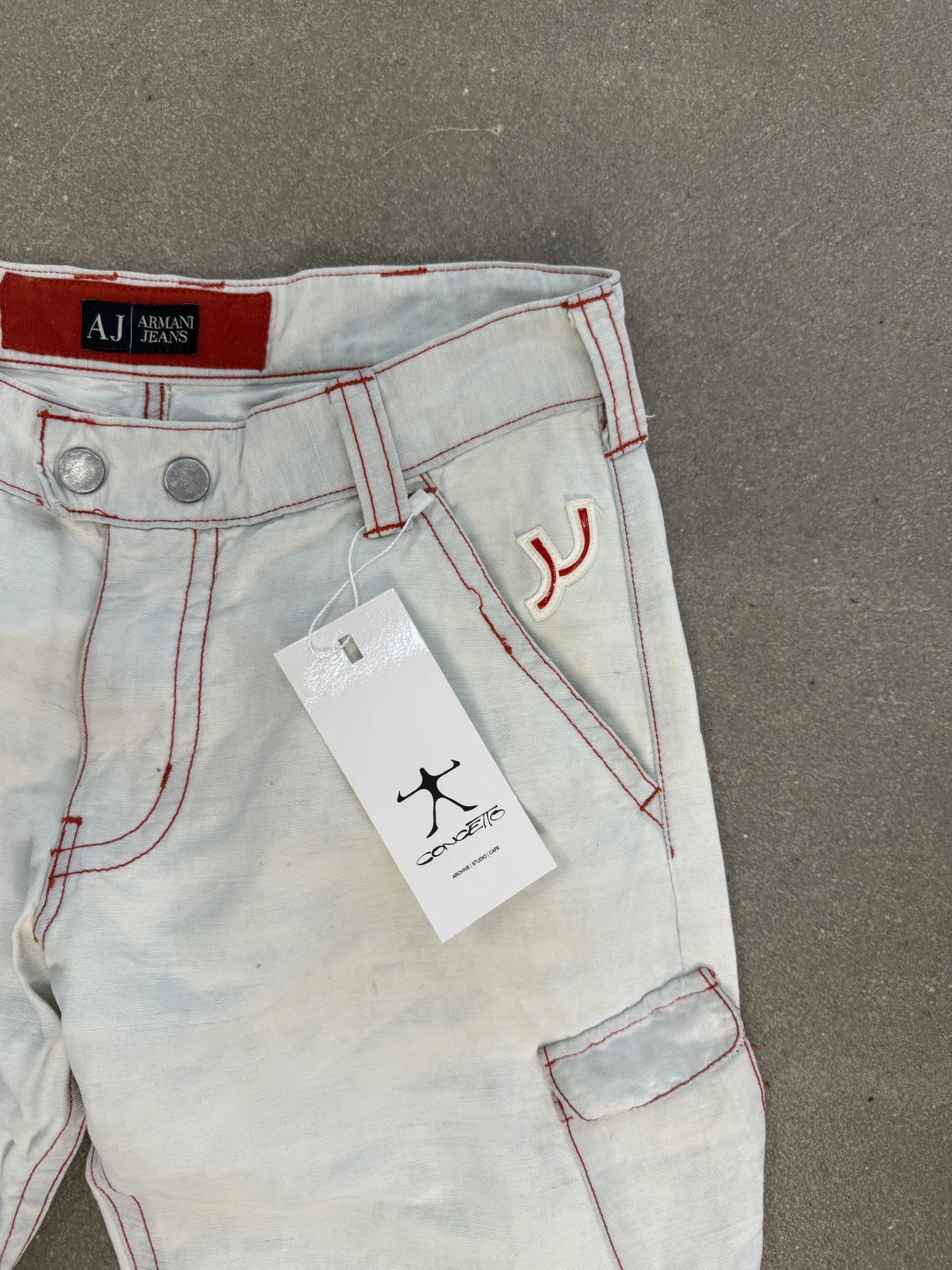 Pantaloni Armani Jeans Vintage 2004 Cargo Canapa Cotone Bianco W38 | Archive