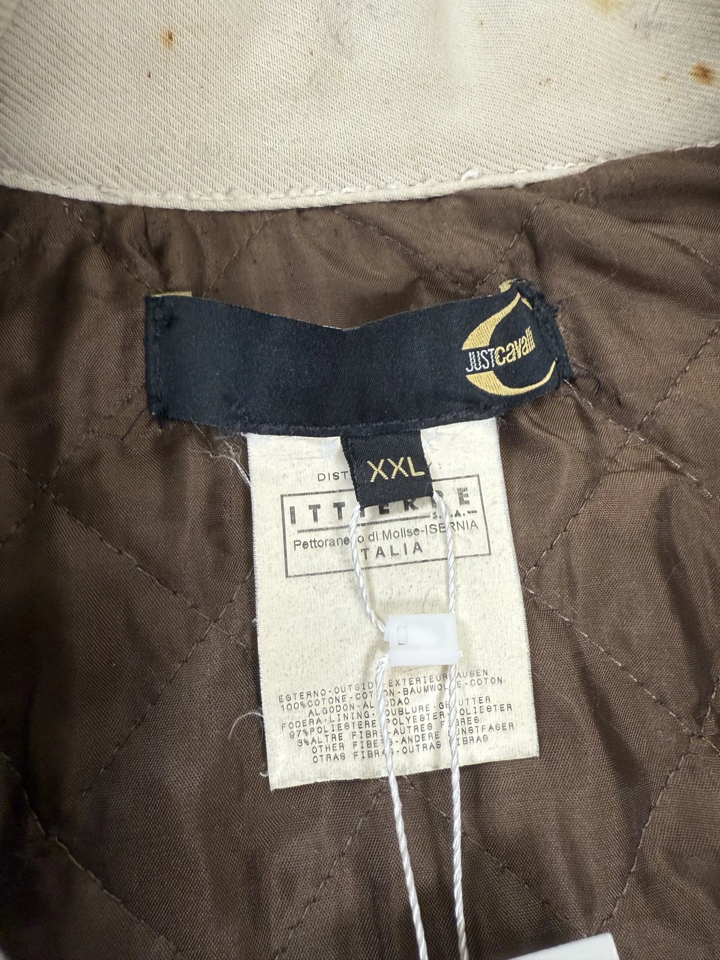 Giacca Just Cavalli Vintage 2004 Denim Sporco Panna Boxy Taglia XXL | Archive