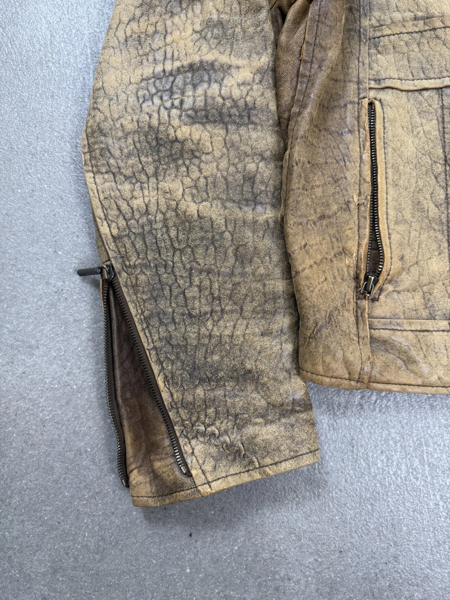 Giacca Just Cavalli Vintage 2005 Pelle Cracklé Invecchiata Taglia XL | Archive