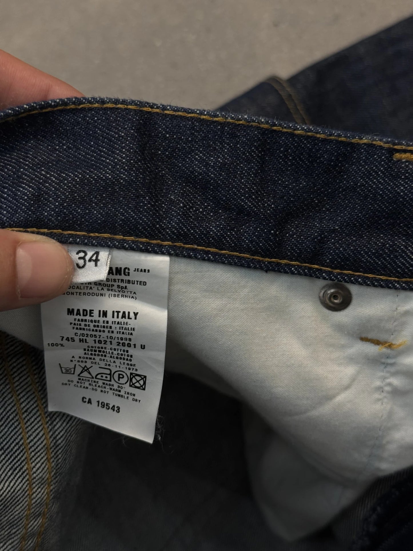 Helmut Lang Archive Cargo Denim Jeans 1998 Made in Italy – Dark Raw Denim W34