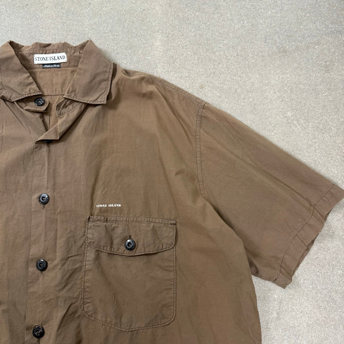 1997 Archivio Stone Island Camicia Bowling Marrone Maniche Corte | Taglia XXL