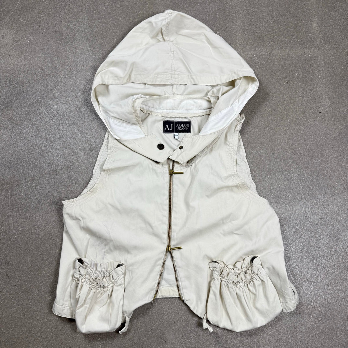 1995 archivio Armani Gilet Modulare con Cappuccio e Tasche Staccabili | Taglia 44IT e 42IT