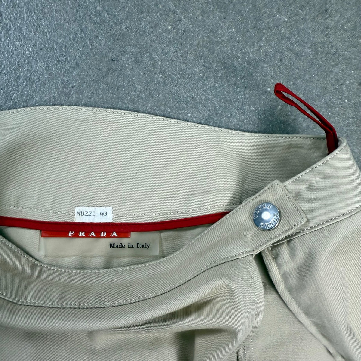 1999 archivio Prada Sport Beige gonna utility doppia zip | taglia 40 IT