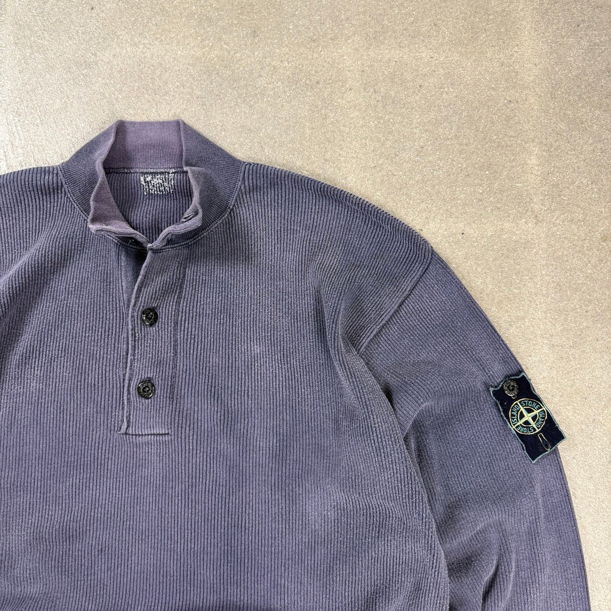 1980s archivio Stone Island henley Green Edge Badge Massimo Osti Era | Taglia XL