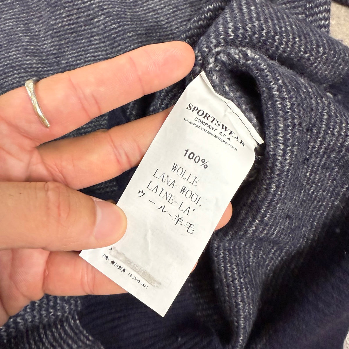 2000s Maglione C.P. Company in 100% Lana Blu e Grigio | Taglia 46