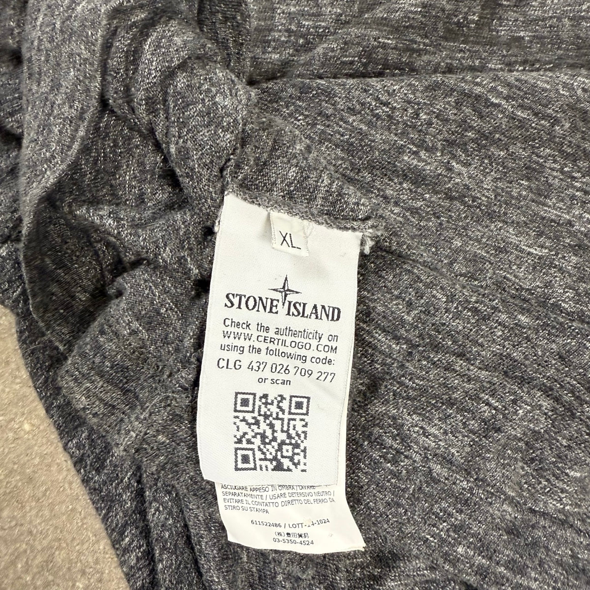 2014 Stone Island Maglia Longsleeve Grigio Melange | Taglia XL Certilogo
