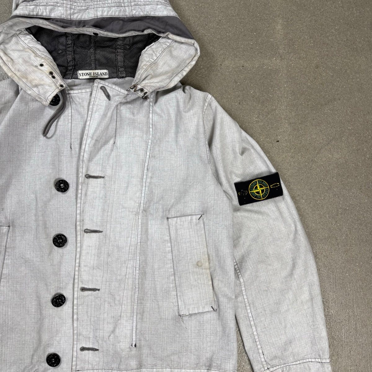 2007 Giacca Stone Island Spalmata Grigia Cross-Hatch | Taglia M