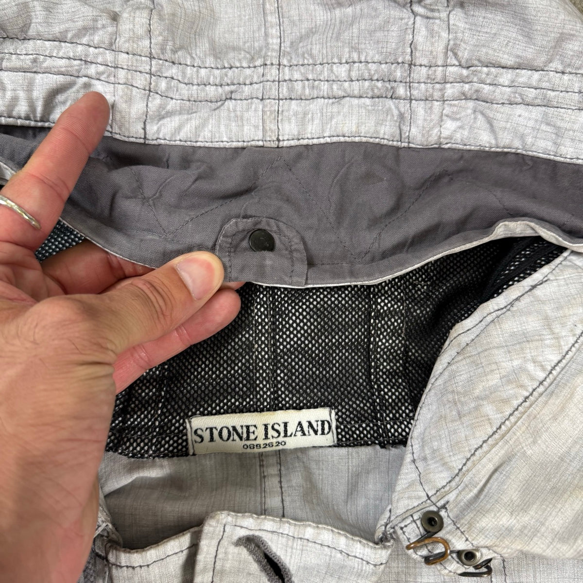 2007 Giacca Stone Island Spalmata Grigia Cross-Hatch | Taglia M