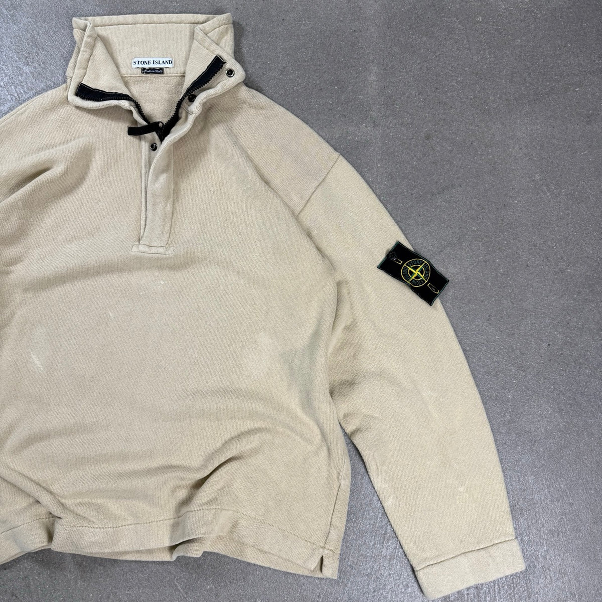 1998 archivio Stone Island Felpa Mockneck Green Edge Beige | Taglia M