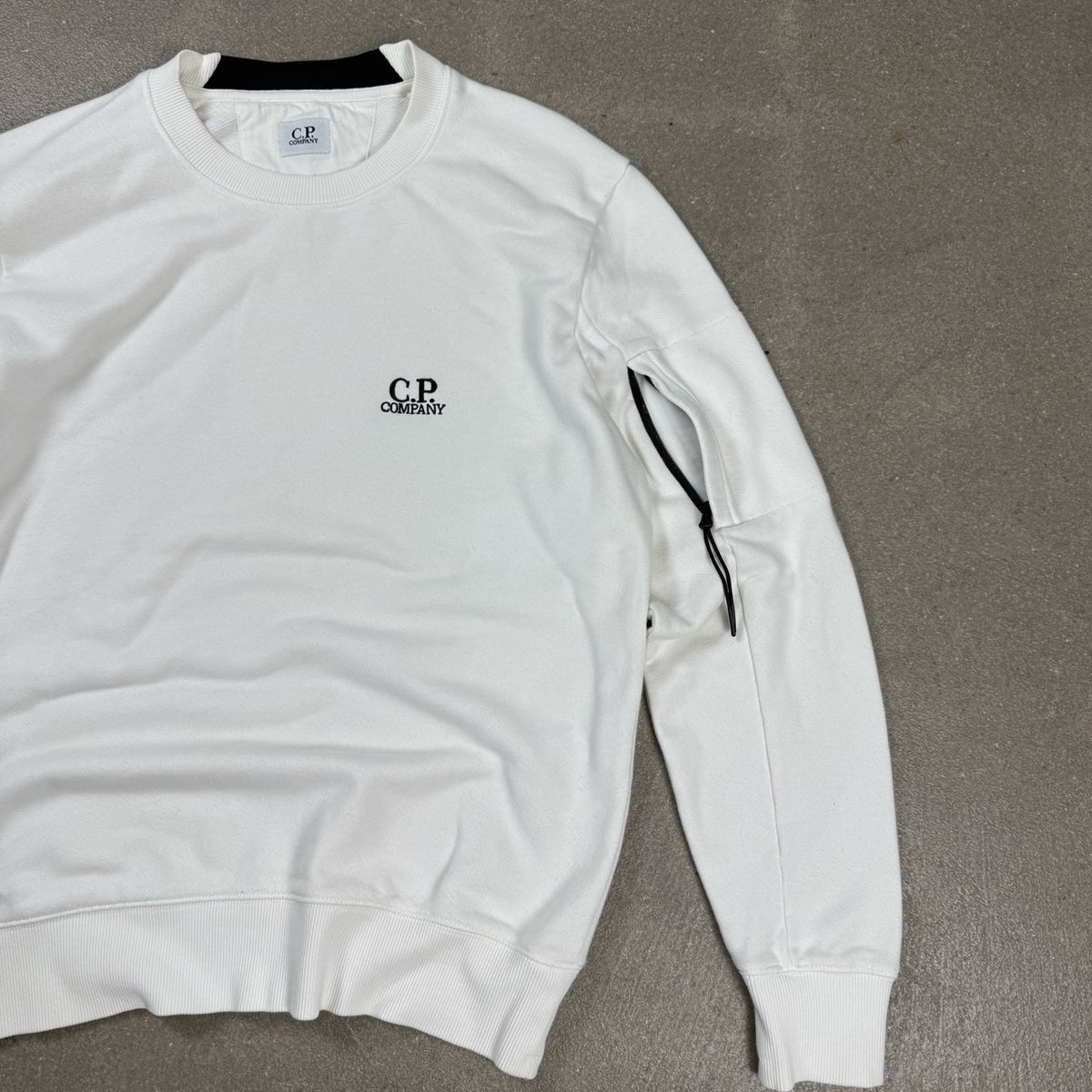 2021 C.P. Company Felpa Girocollo Bianca Small Box Logo | Taglia S