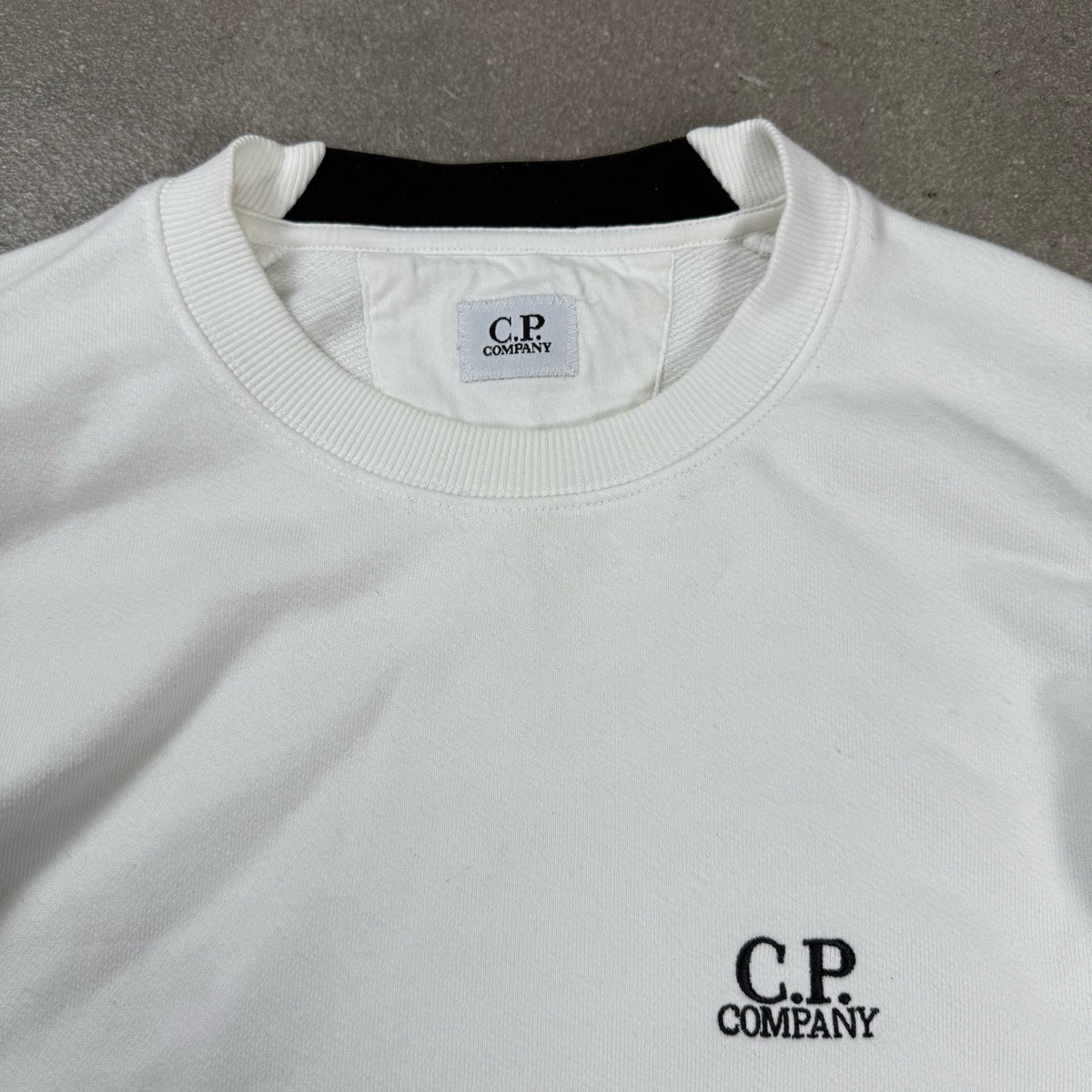 2021 C.P. Company Felpa Girocollo Bianca Small Box Logo | Taglia S