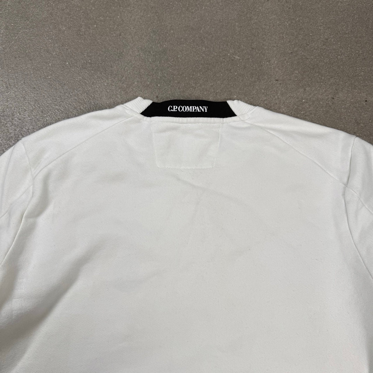 2021 C.P. Company Felpa Girocollo Bianca Small Box Logo | Taglia S