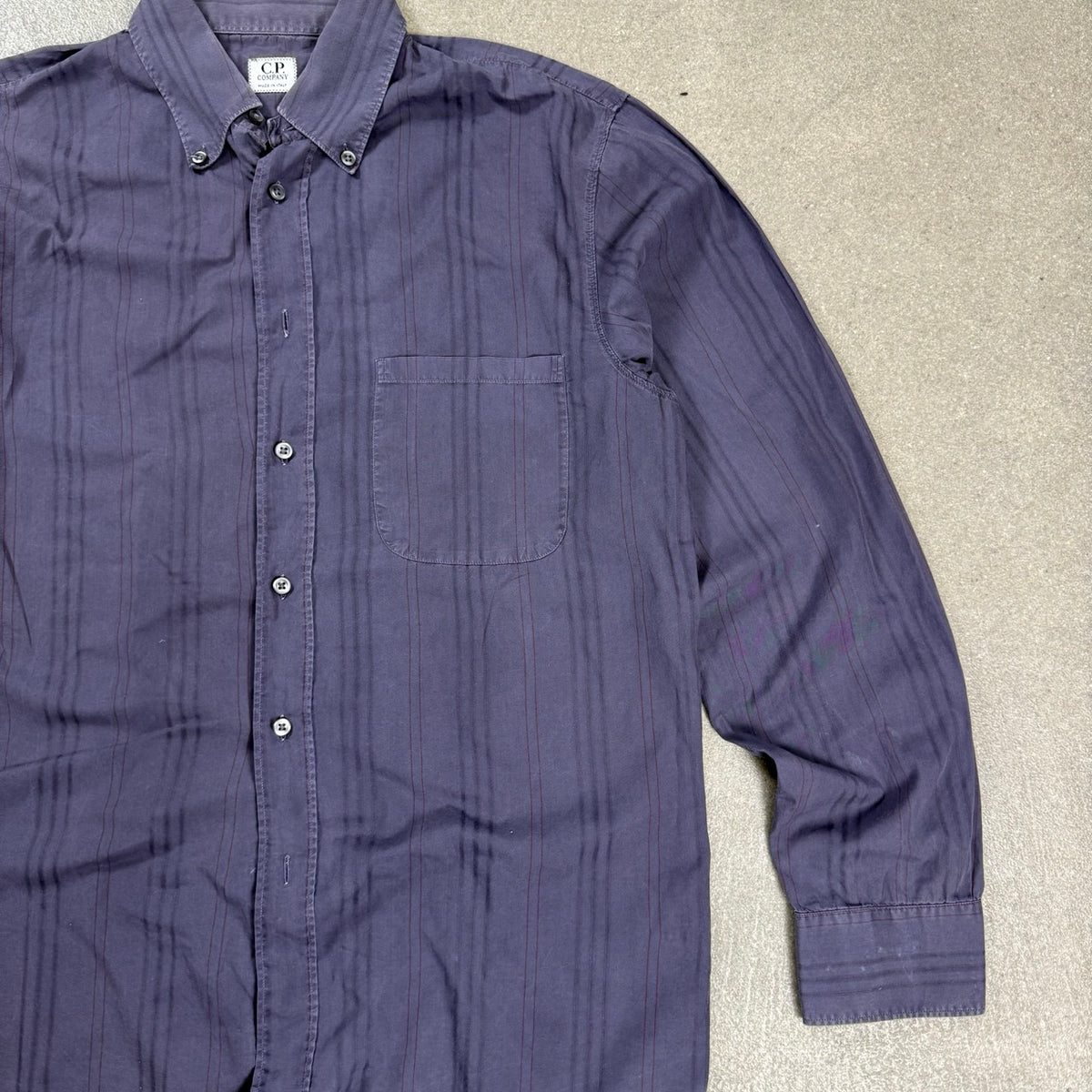 2002 archivio C.P. Company Camicia Viola Scuro A Righe | Taglia 4 (L/XL)