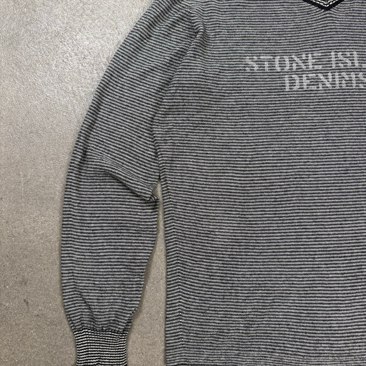 2008 Stone Island Denims Longsleeve Scollo a V a Righe | Taglia L