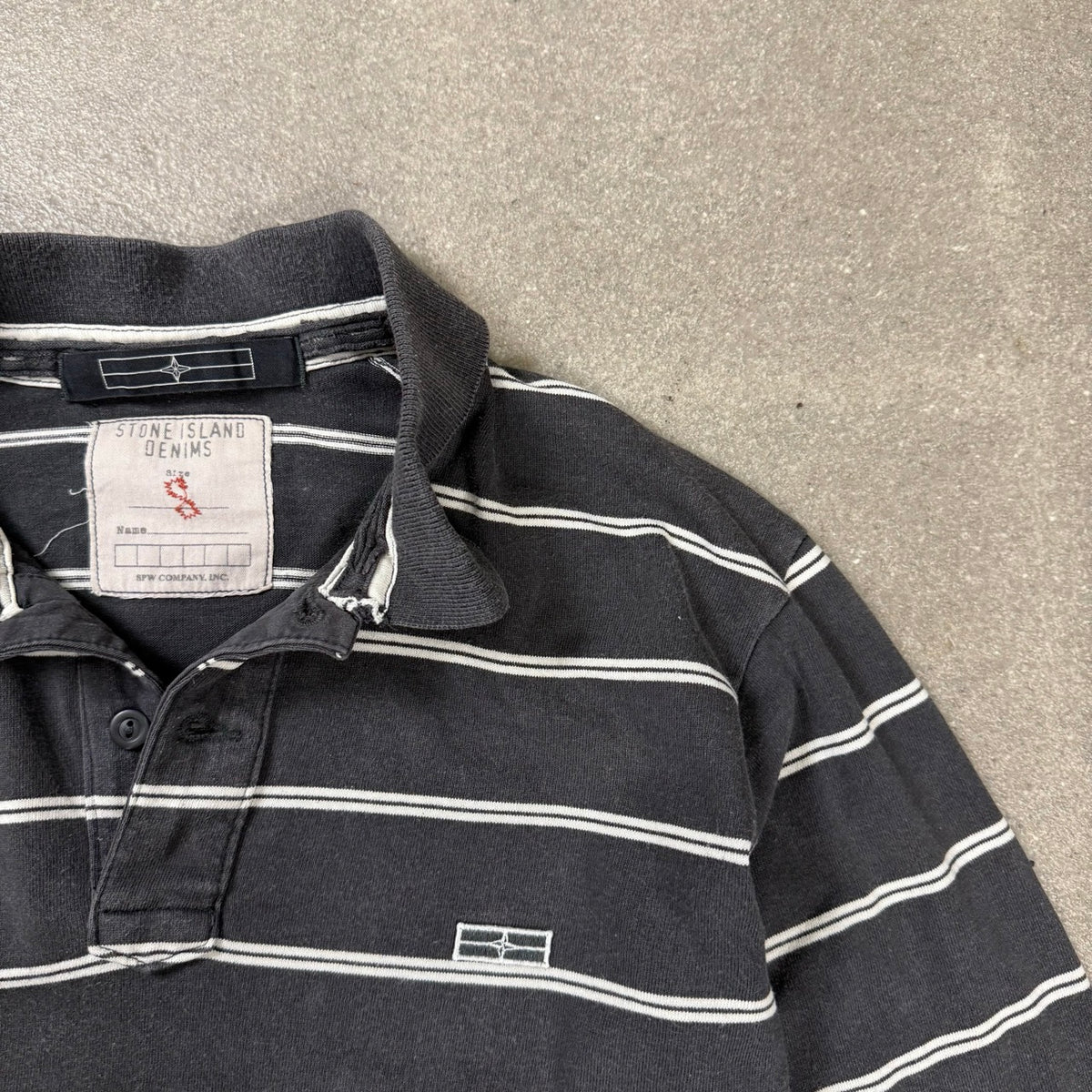 2008 Stone Island Denims Polo Maniche Lunghe a Righe | Taglia S