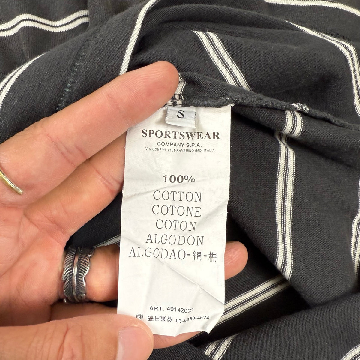 2008 Stone Island Denims Polo Maniche Lunghe a Righe | Taglia S
