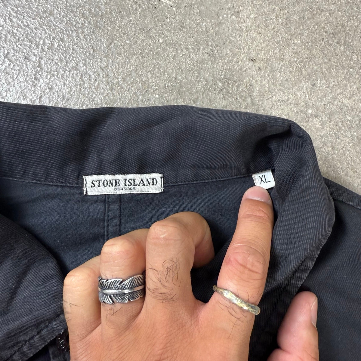 2007 archivio Stone Island Overshirt Nera Asimmetrica con Tasche Multiuso zip | Taglia XL