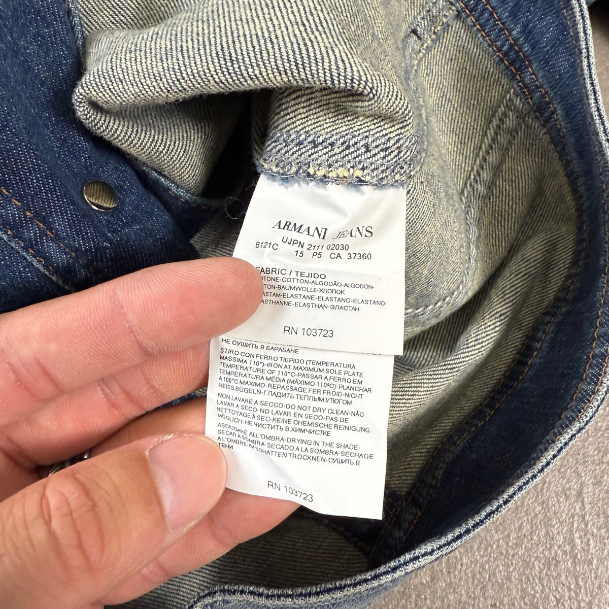 2011 archivio Armani Giacca Tucker Denim 30º Anniversario con Maniche Staccabili | Taglia 44IT