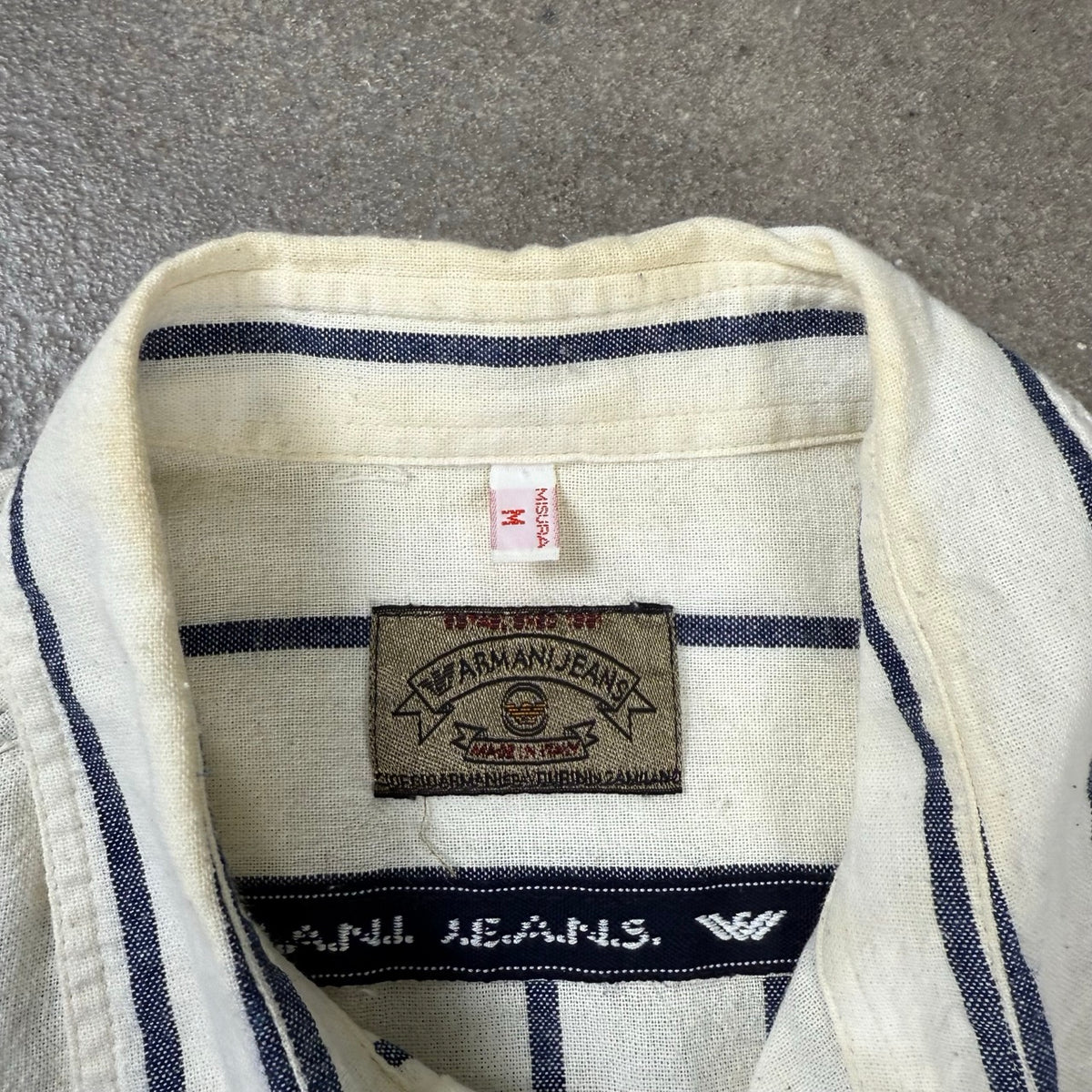 1996 archivio Armani Camicia Bowling a Righe con Maniche corte | Taglia M
