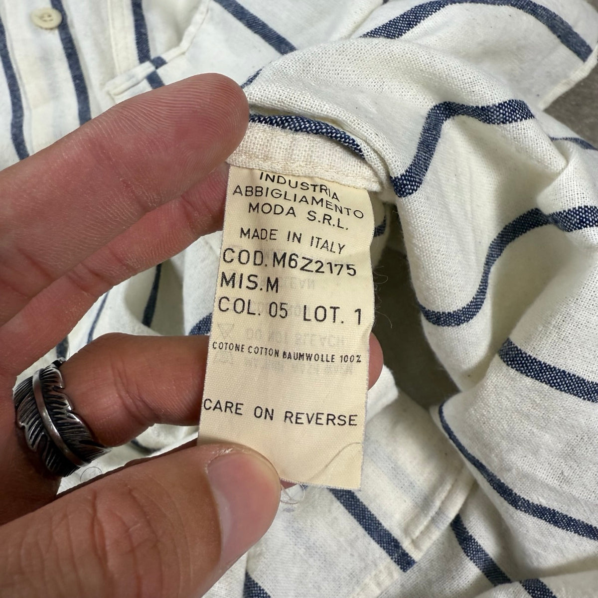 1996 archivio Armani Camicia Bowling a Righe con Maniche corte | Taglia M