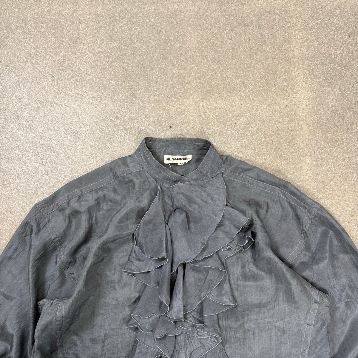 2019 archivio Jil Sander Blusa Verde Carbonio in 100% Seta | Taglia 42IT
