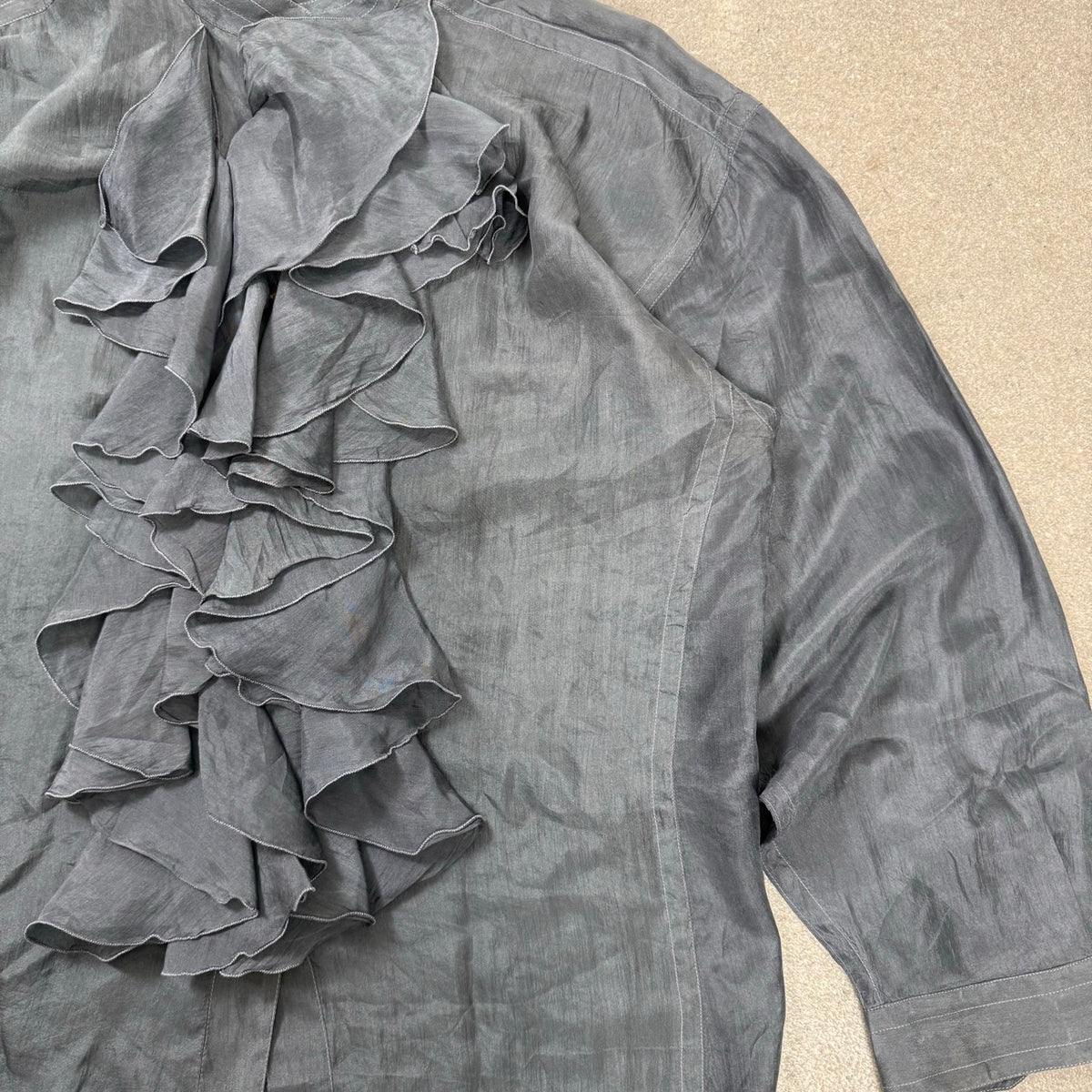 2019 archivio Jil Sander Blusa Verde Carbonio in 100% Seta | Taglia 42IT