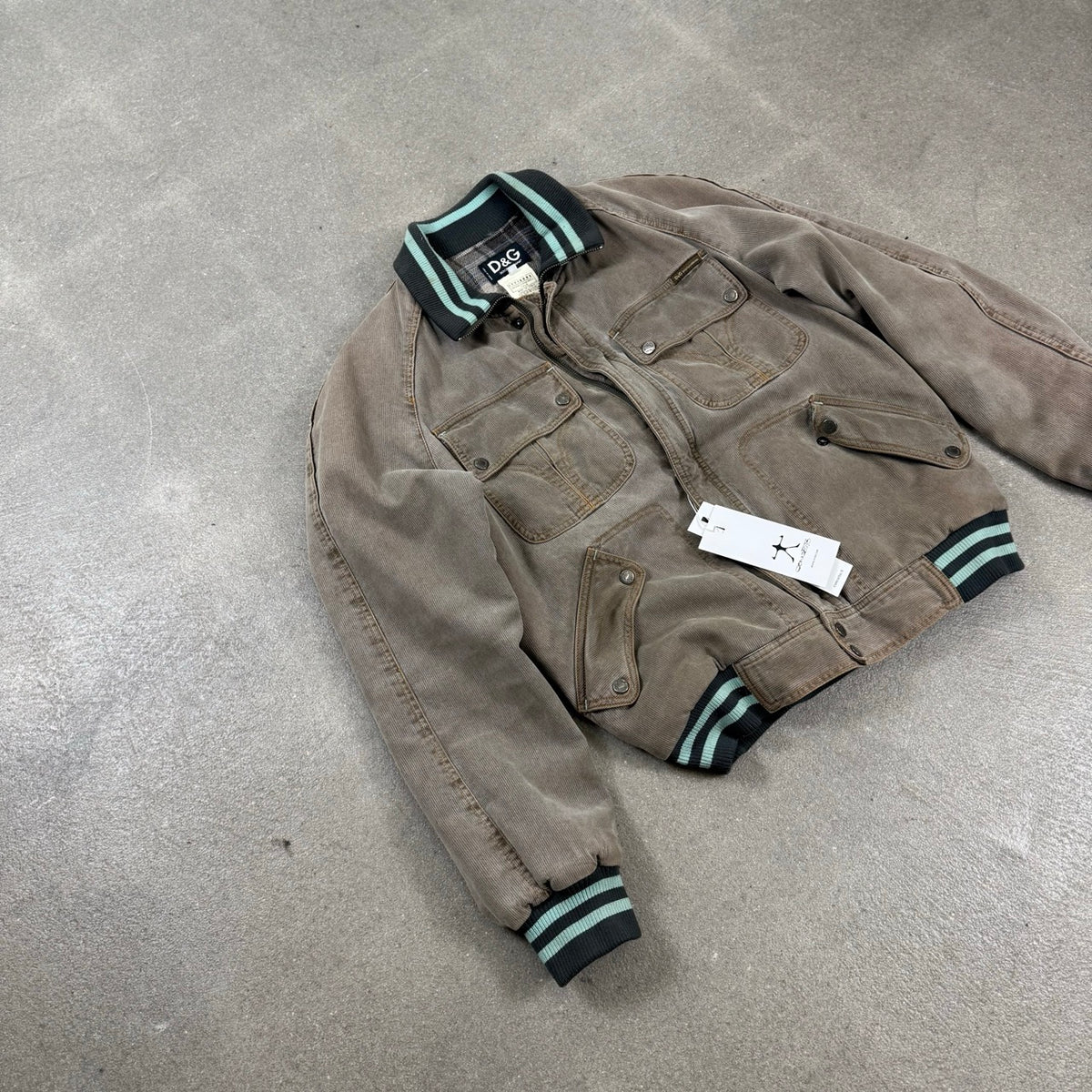 2004 D&G Giacca Bomber in Velluto a Coste Moka | Taglia M