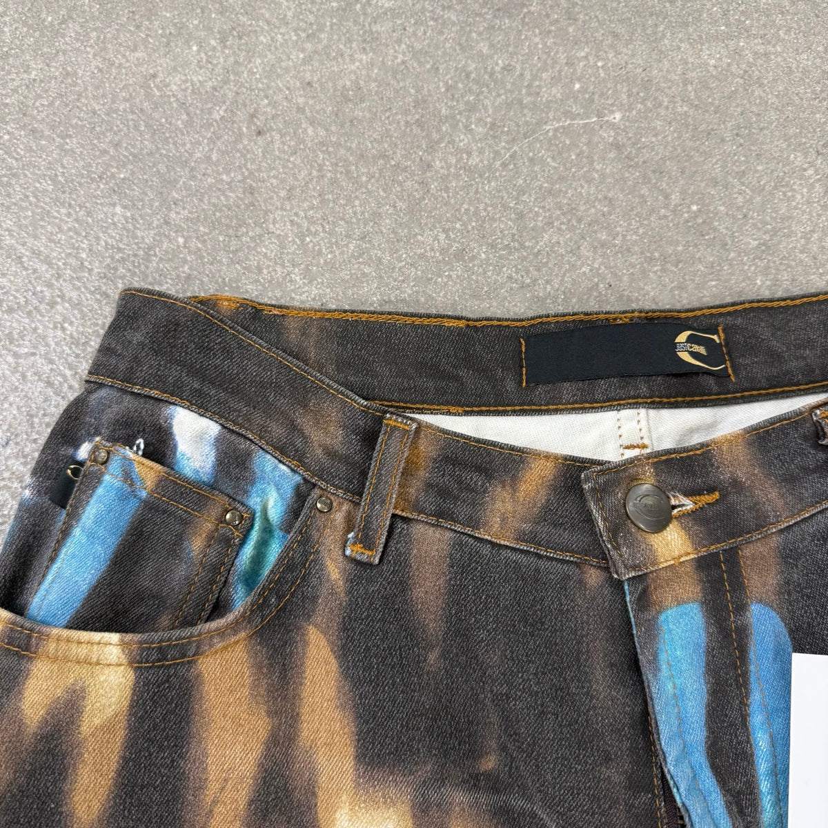 2000s archivio Cavalli Pantalone Stampa Animalier Tigre | Taglia W32