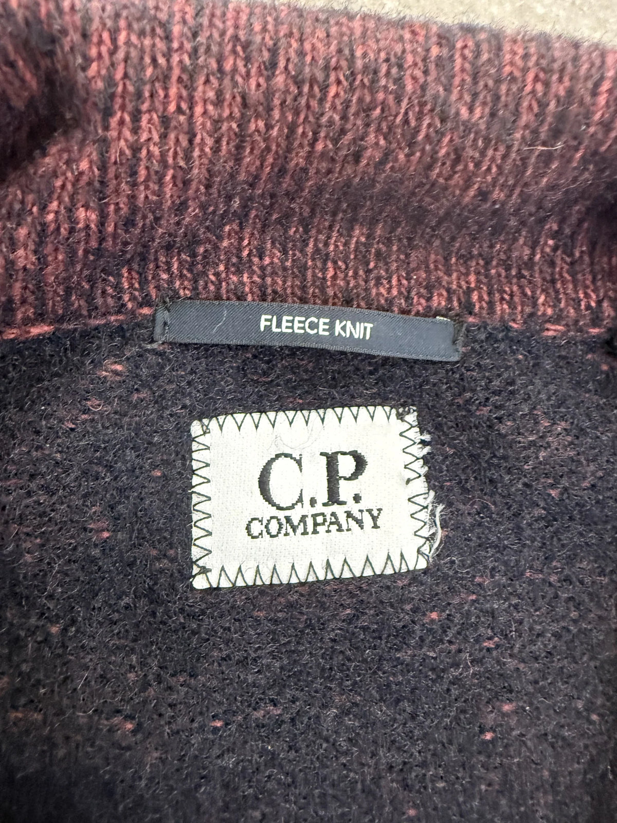 2019 C.P. Company Men's Full Zip Wool Blend Knit Jumper Lens Sleeve Burgundy | Size 50 IT L