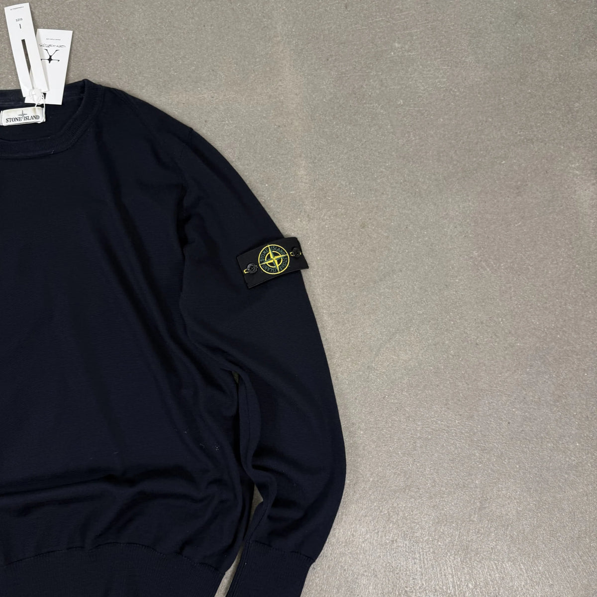 2018 Stone Island Navy Blue Fine Gauge Crewneck Knit Jumper Compass Badge | Size XXL