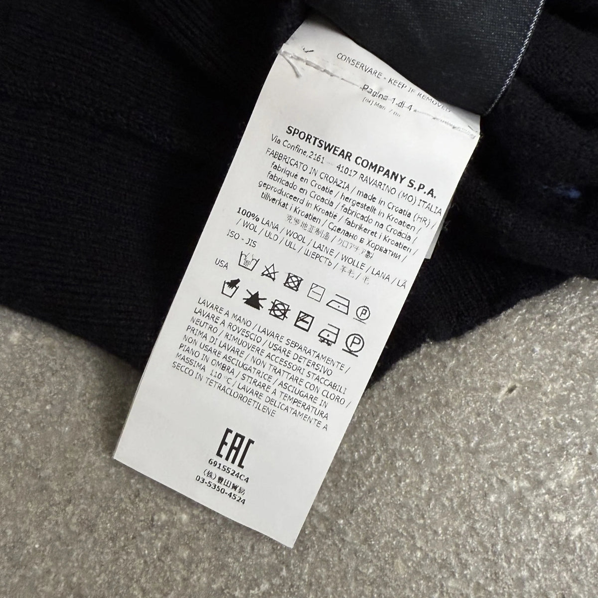 2018 Stone Island Black Wool Crewneck Sweater Compass Badge Size L
