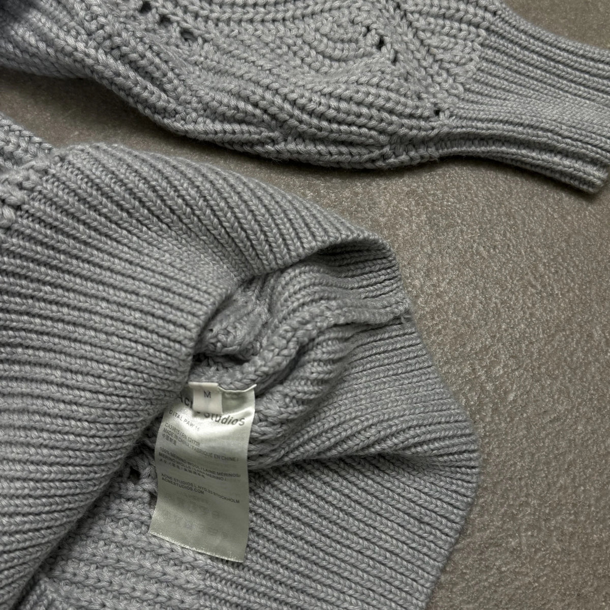 2015 Acne Studios Grey Merino Wool Boxy Oversized Chunky Knit Sweater |  Size M