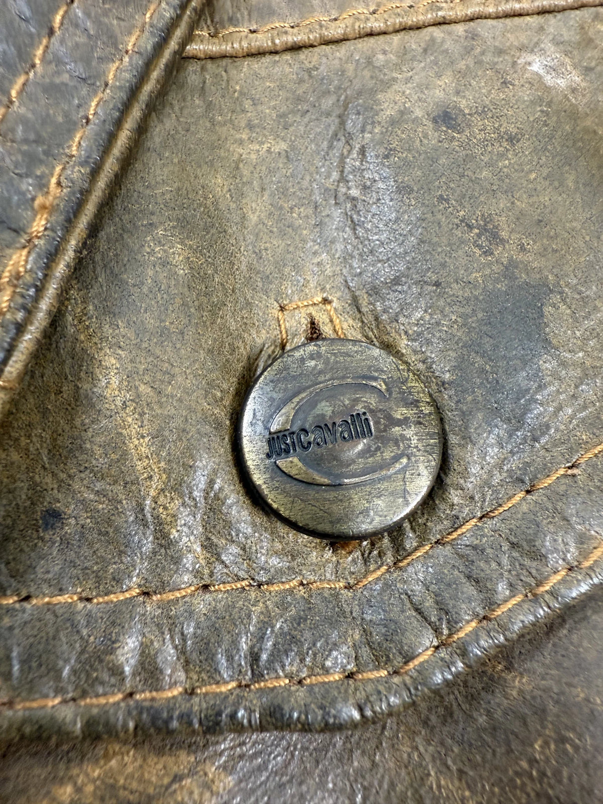 A/W 2004 Cavalli Archive Giacca Field in Cotone Cerato Effetto Pelle | Taglia 50IT