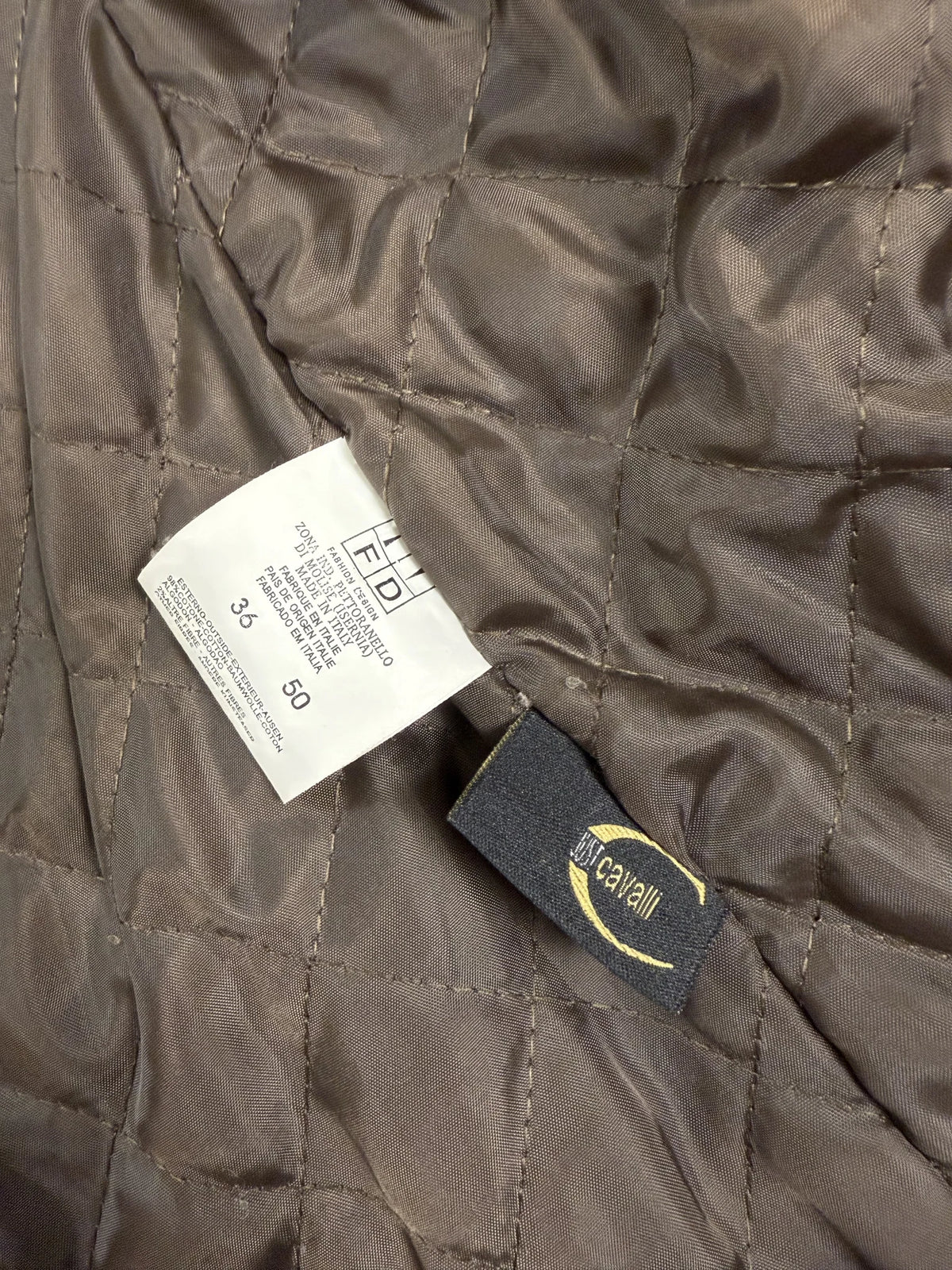 A/W 2004 Cavalli Archive Giacca Field in Cotone Cerato Effetto Pelle | Taglia 50IT