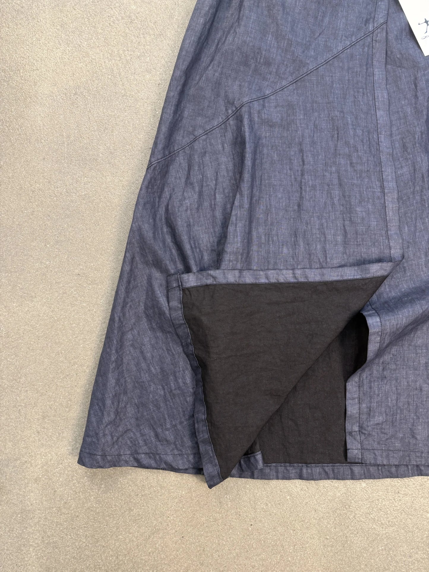 Gonna Lunga C.P. Company archive S/S 2003 Lino Spalmato in Nylon Blu Notte ART. 3820CB42 | Taglia 42