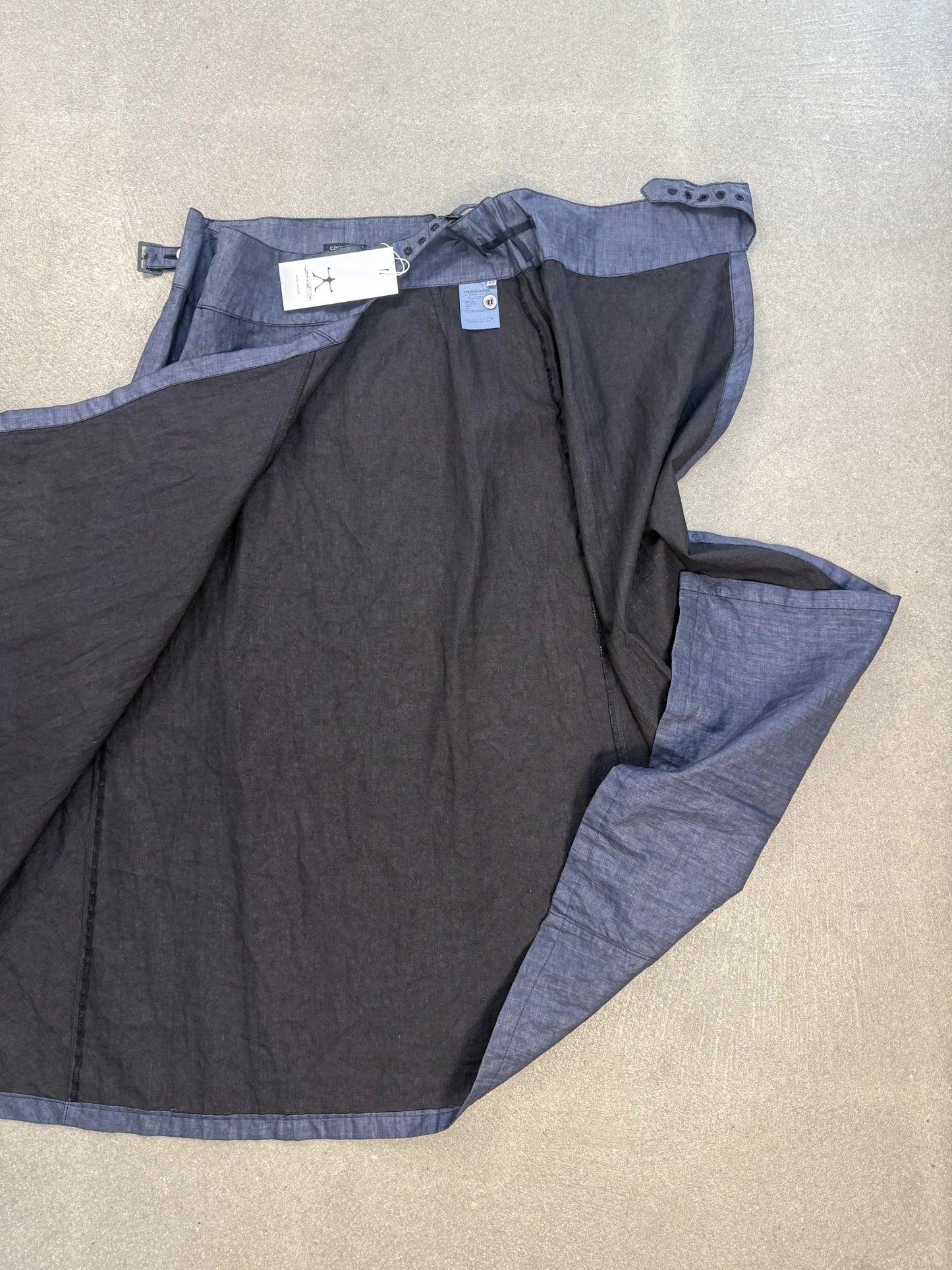Gonna Lunga C.P. Company archive S/S 2003 Lino Spalmato in Nylon Blu Notte ART. 3820CB42 | Taglia 42