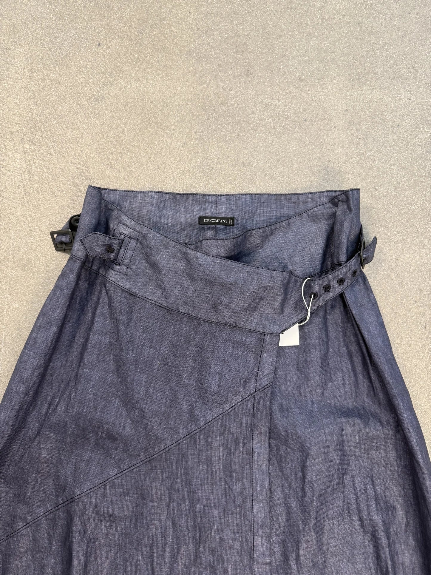 Gonna Lunga C.P. Company archive S/S 2003 Lino Spalmato in Nylon Blu Notte ART. 3820CB42 | Taglia 42