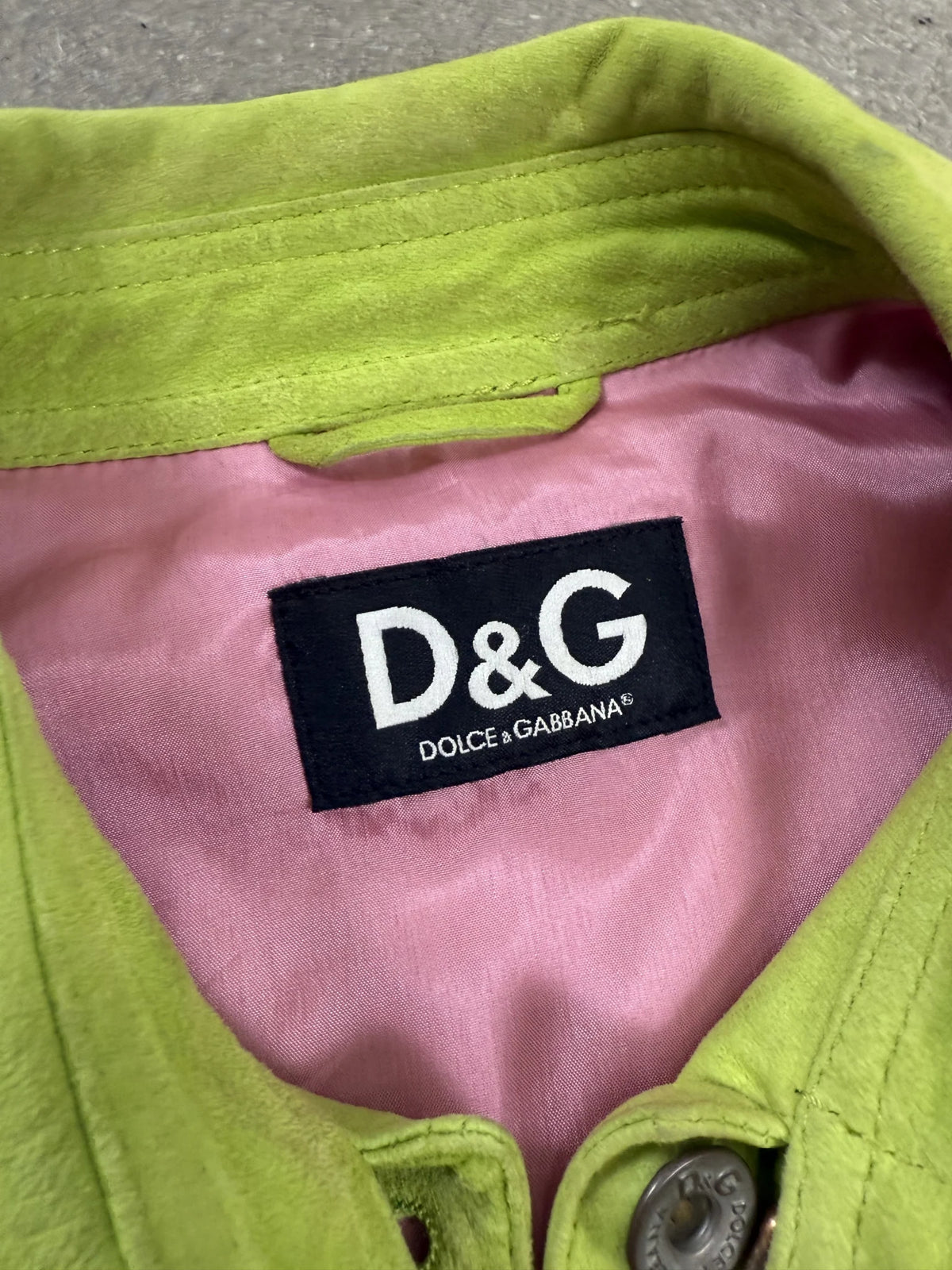 D&G Dolce & Gabbana SS2003 Archive Lime Giacca in camoscio Modulare con maniche rimovibili | Taglia 44IT