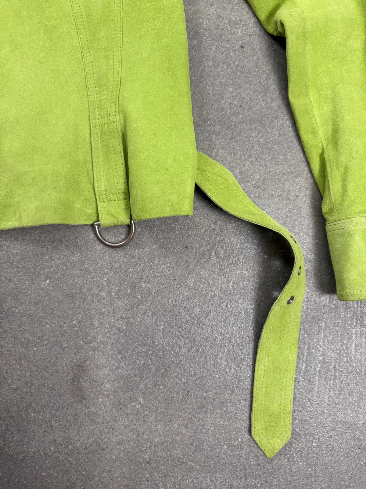 D&G Dolce & Gabbana SS2003 Archive Lime Giacca in camoscio Modulare con maniche rimovibili | Taglia 44IT