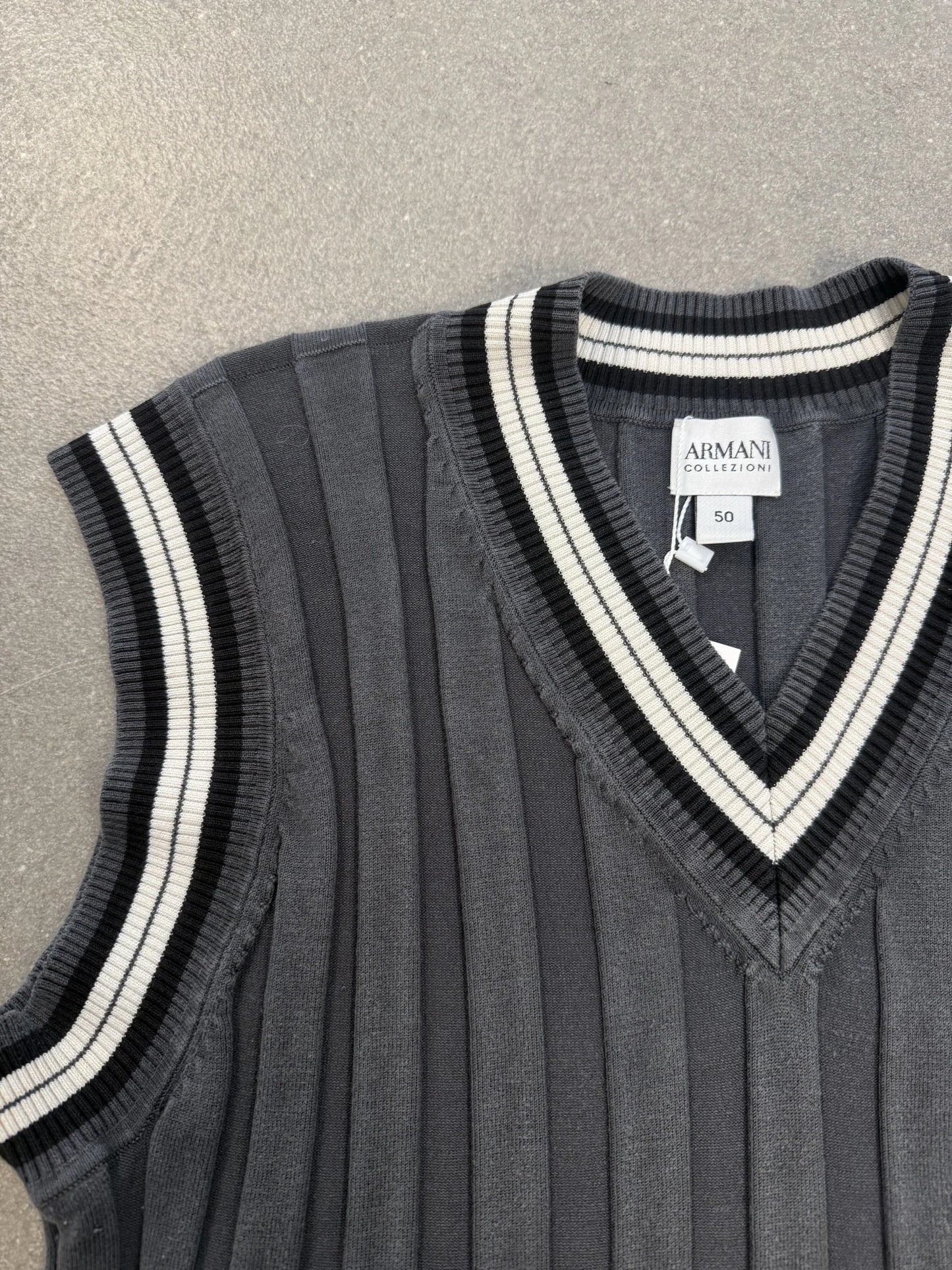 Gilet Armani Collezioni S/S 2006 Misto Seta Grigio Tennis Vest | Taglia 50