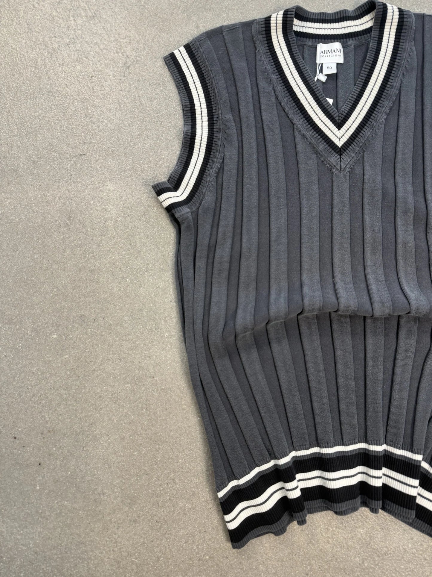 Gilet Armani Collezioni S/S 2006 Misto Seta Grigio Tennis Vest | Taglia 50