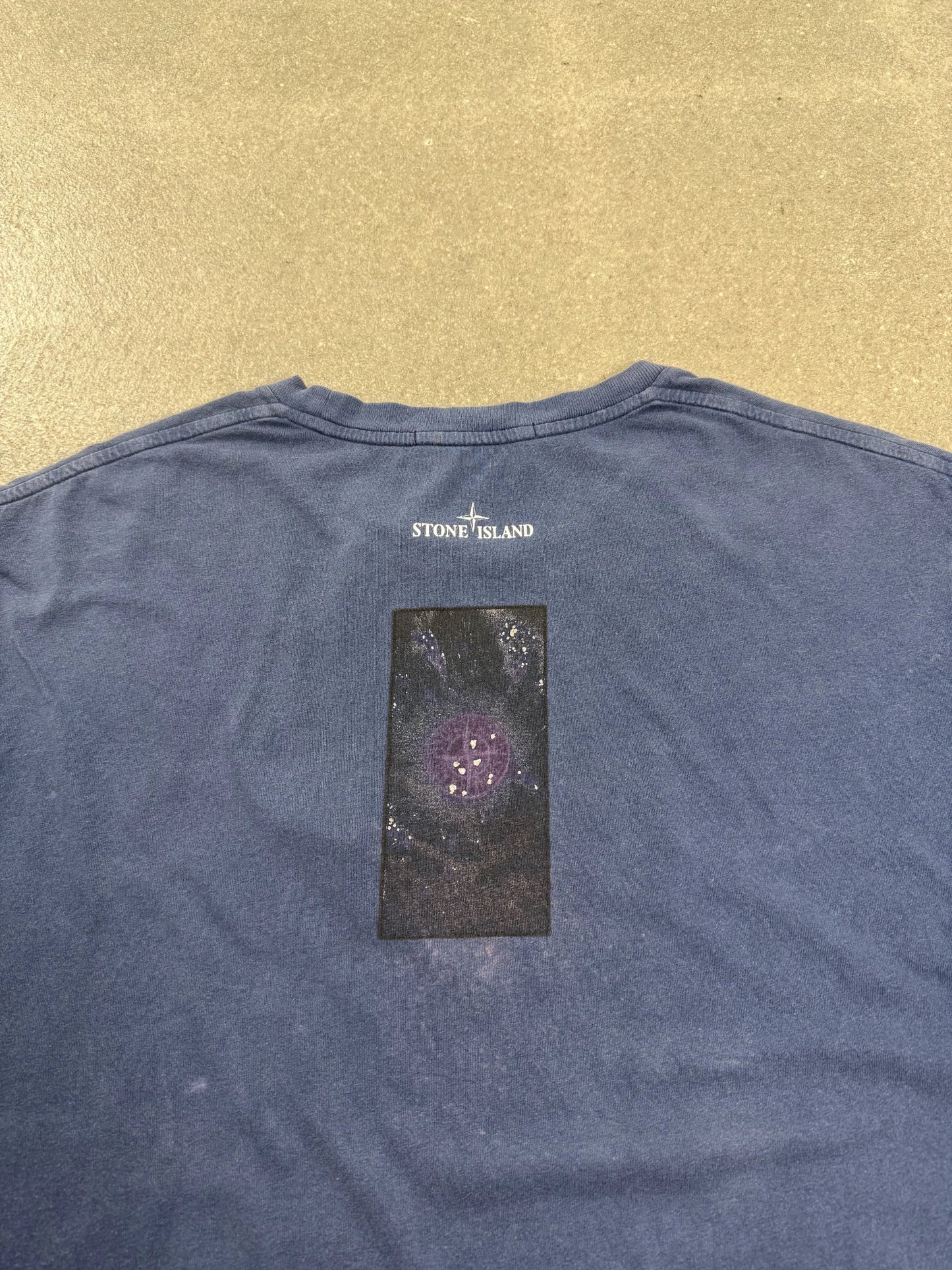 T-Shirt Stone Island SS 2019 Blu Avio con Grafica Compass & Back Print Certilogo | Taglia L