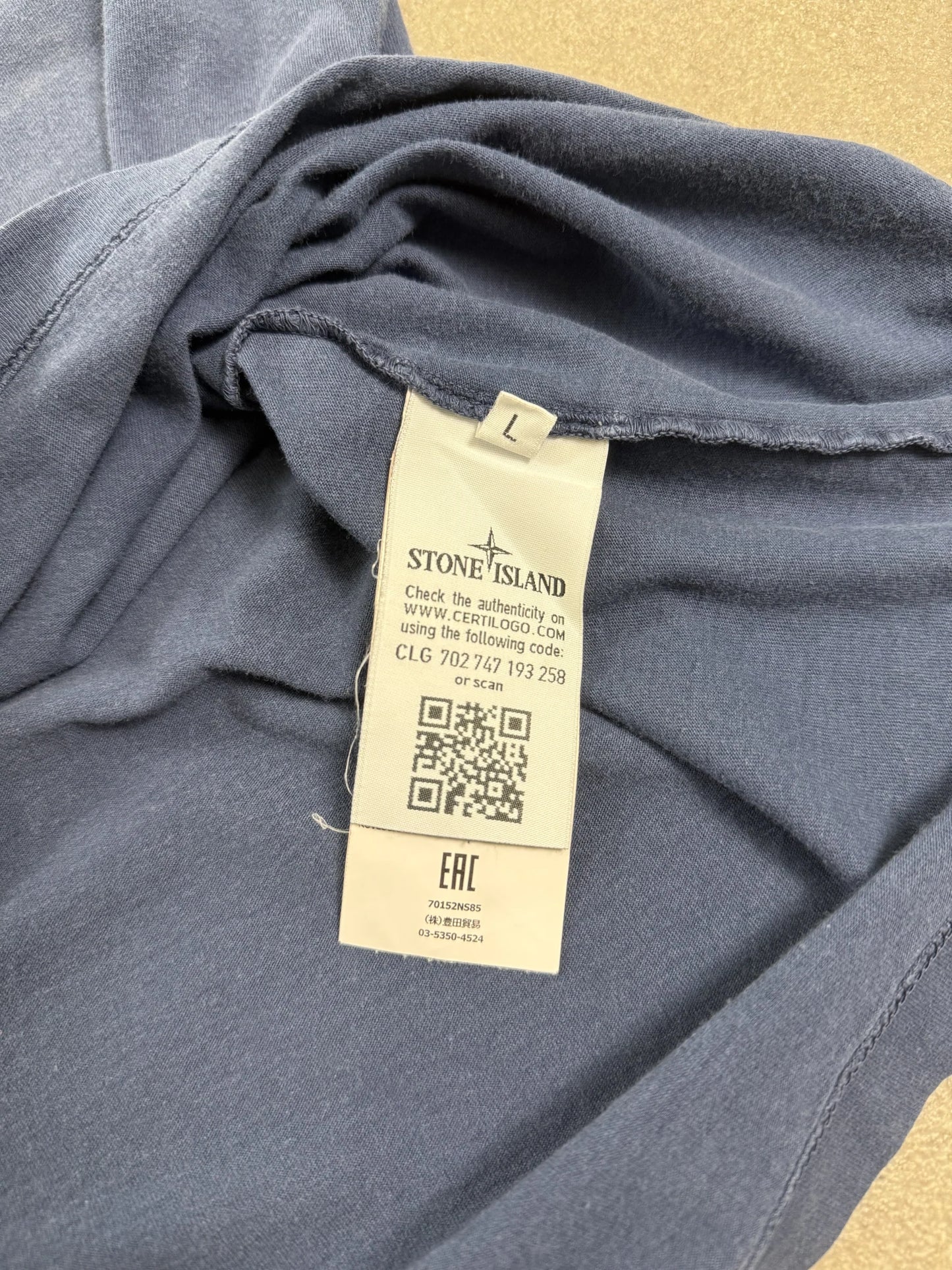 T-Shirt Stone Island SS 2019 Blu Avio con Grafica Compass & Back Print Certilogo | Taglia L