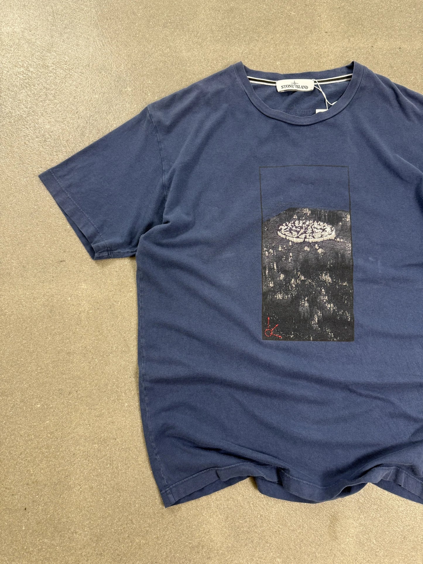 T-Shirt Stone Island SS 2019 Blu Avio con Grafica Compass & Back Print Certilogo | Taglia L