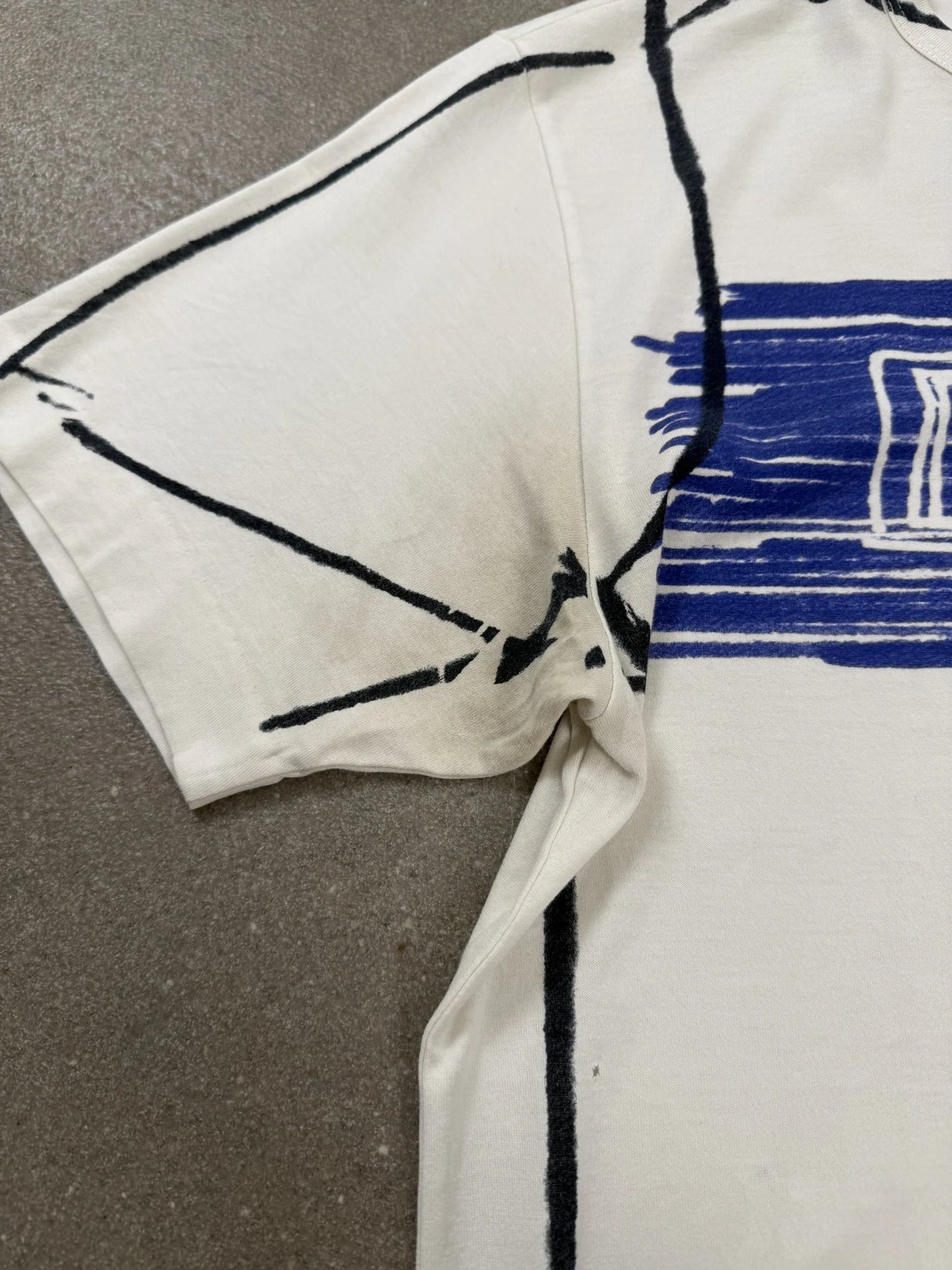 T-Shirt Stone Island S/S 2008 Hand Drawn Graphic Logo Bianca Off-White | Taglia M