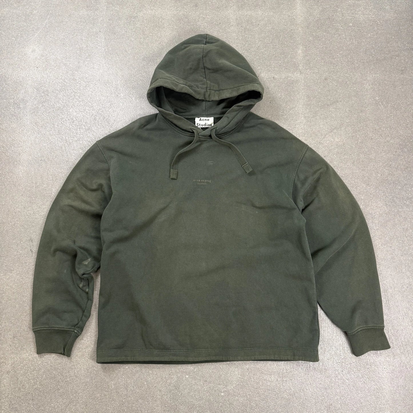 Felpa con cappuccio Acne Studios Franklin in cotone verde lavato con logo specchiato