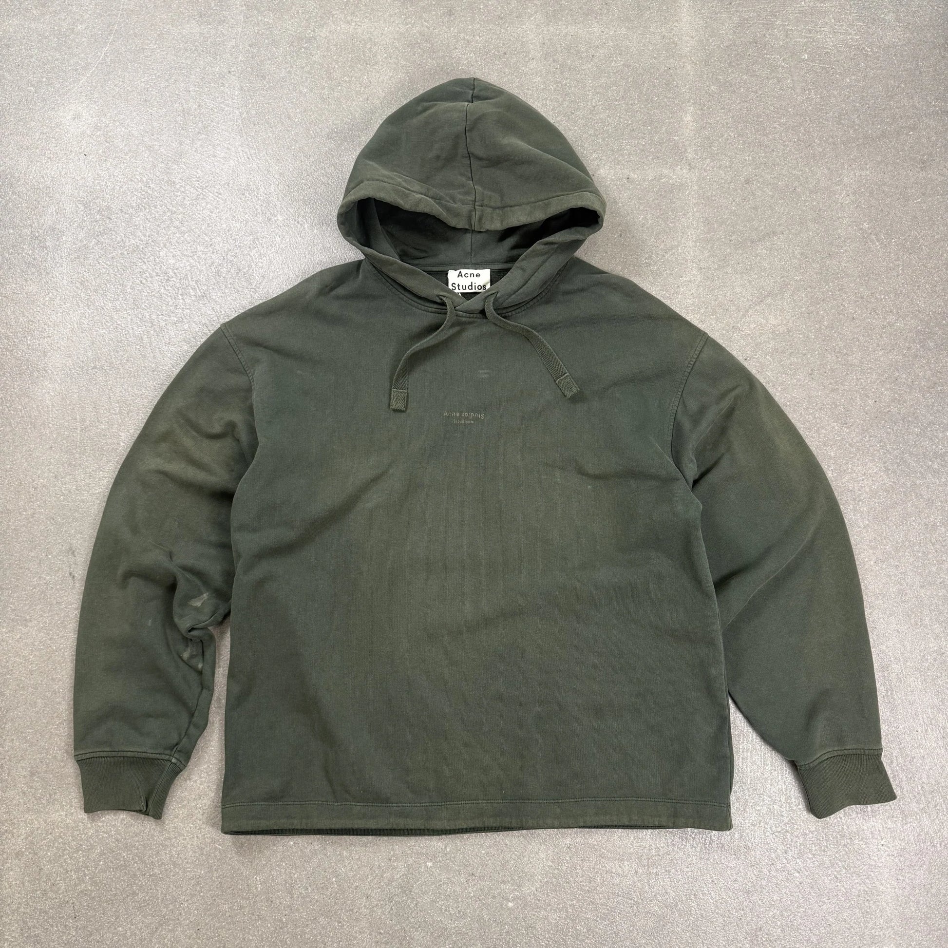 Felpa con cappuccio Acne Studios Franklin in cotone verde lavato con logo specchiato