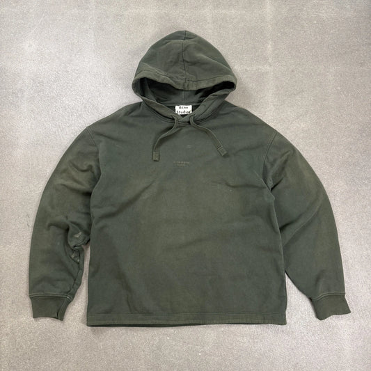 Felpa con cappuccio Acne Studios Franklin in cotone verde lavato con logo specchiato