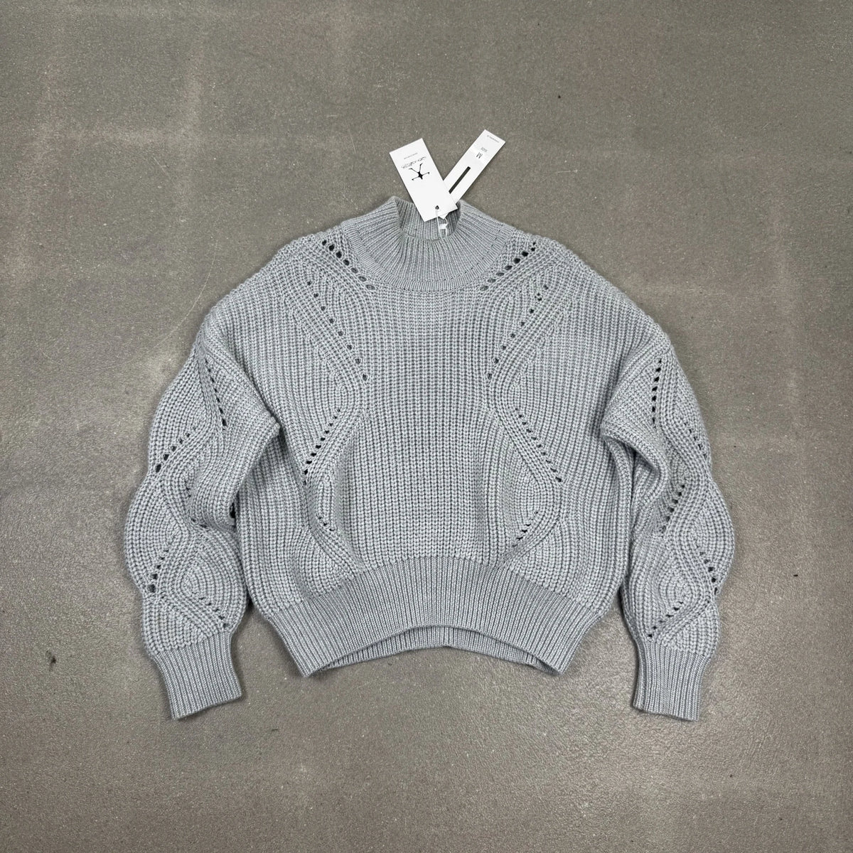 Maglione Acne Studios donna grigio chiaro in lana merino boxy oversize taglia M